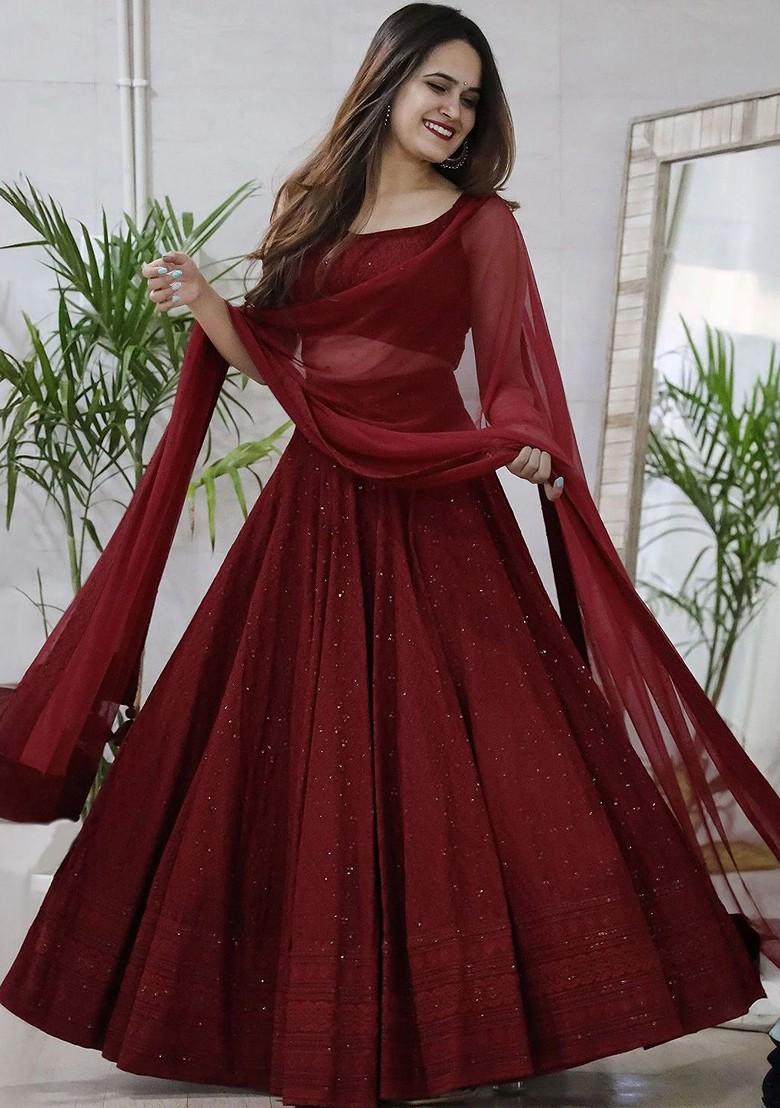 Maroon Emboridered Blended Lehenga Choli - Indya