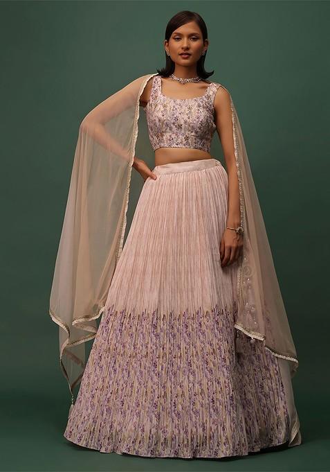 Pink Emboridered Blended Lehenga Choli — view on Indya