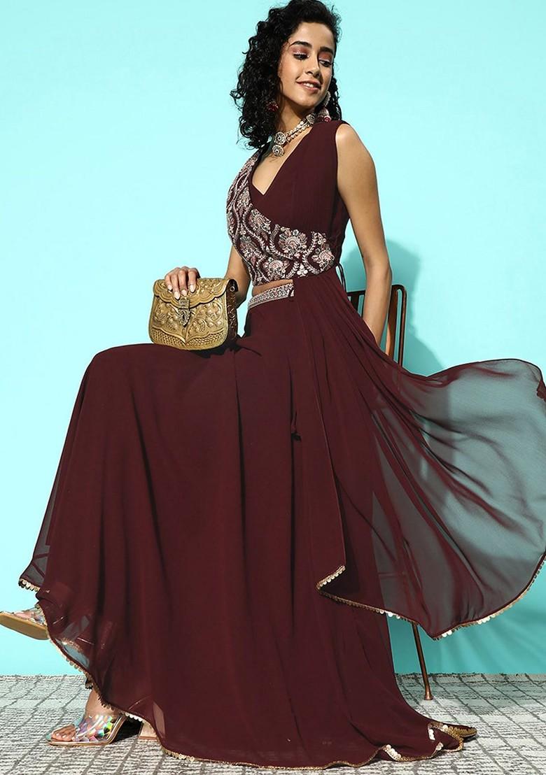 Coffee Brown Emboridered Blended Lehenga Choli - Indya