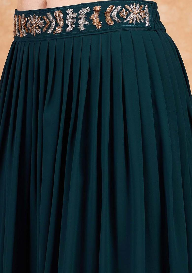 Teal Emboridered Blended Lehenga Choli