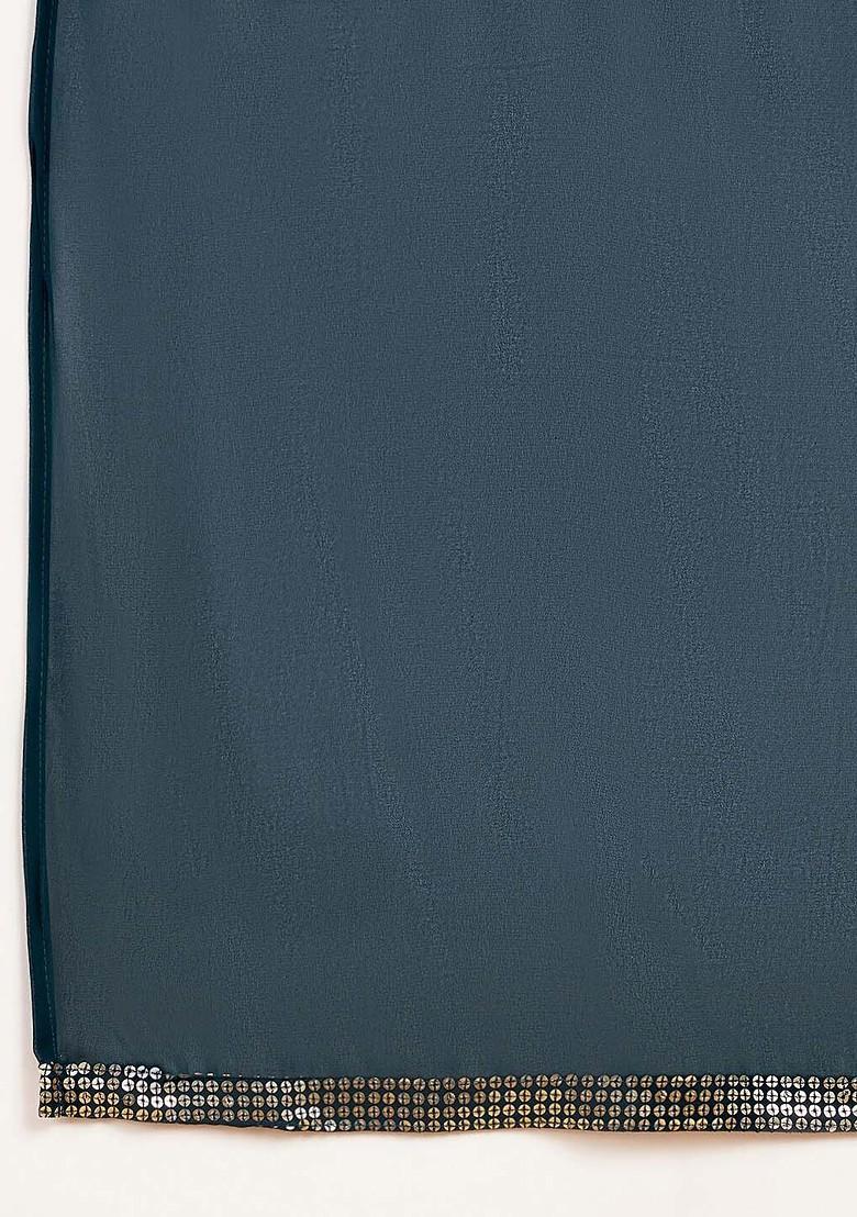 Teal Emboridered Blended Lehenga Choli - Indya