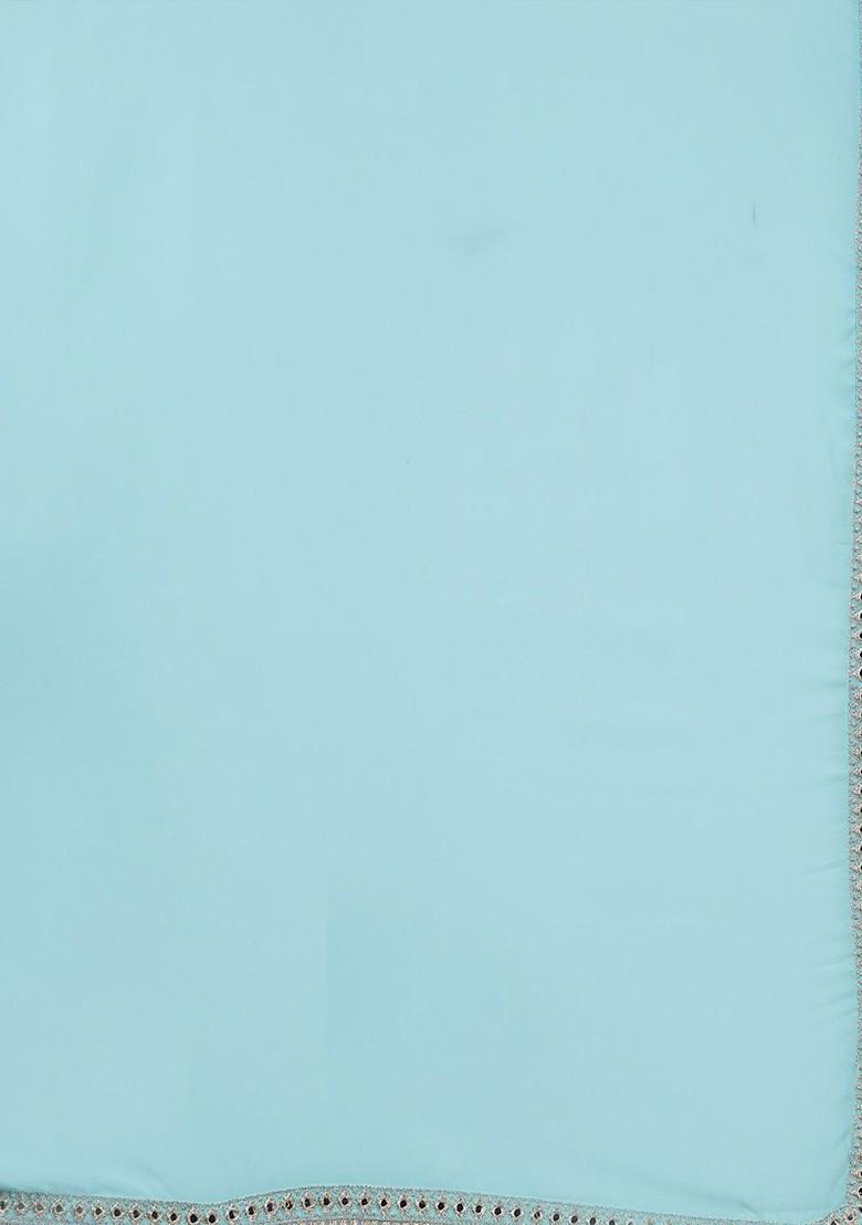 Turquoise Blue Embellished Blended Lehenga Choli - Indya