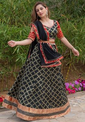 Black Emboridered Blended Lehenga Choli