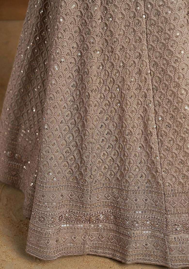 Grey Emboridered Blended Lehenga Choli - Indya