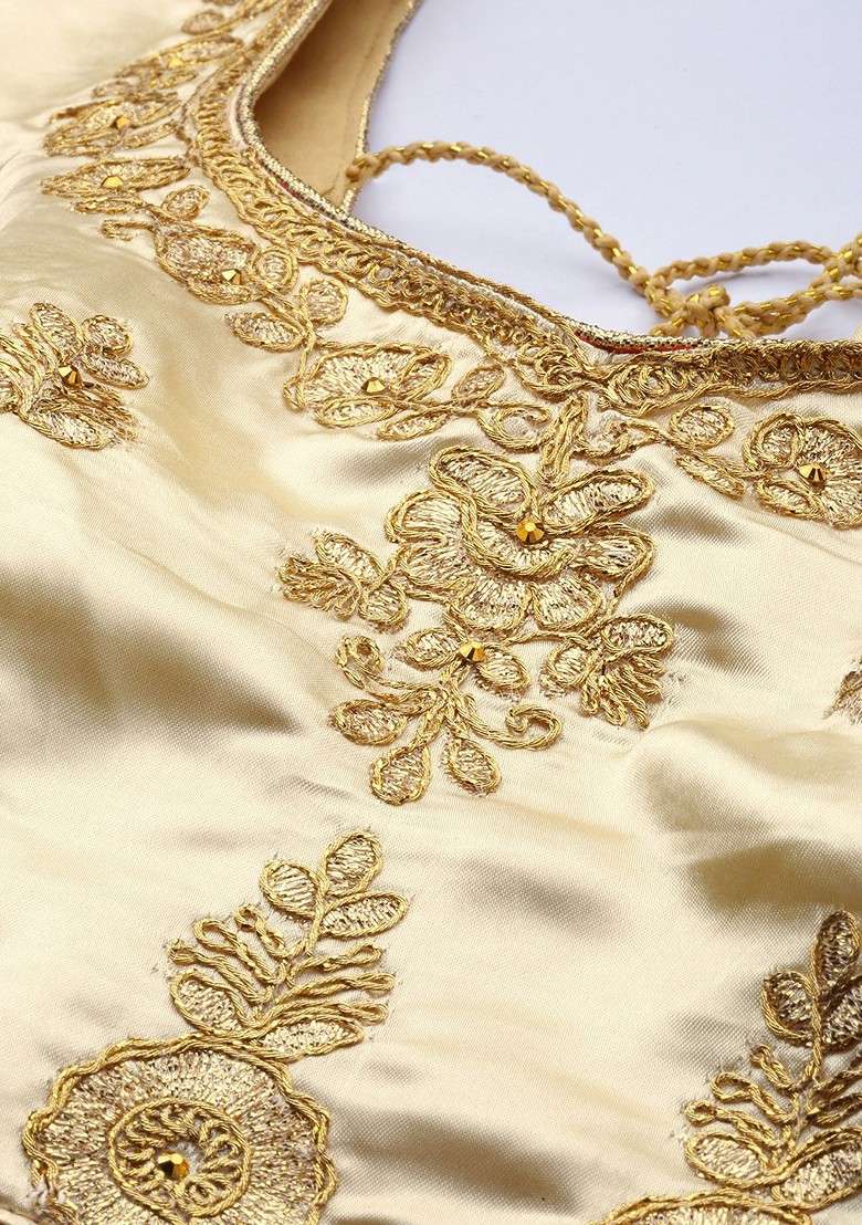 Cream Emboridered Blended Lehenga Choli - Indya