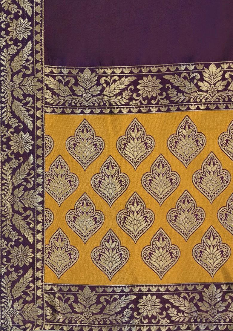 Yellow Woven Design Blended Lehenga Choli - Indya