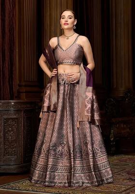 Rose Woven Design Blended Lehenga Choli
