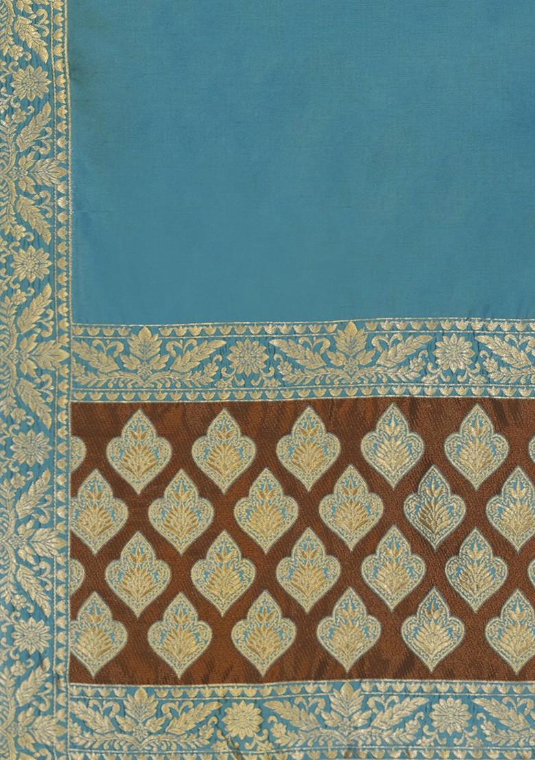 Brown Woven Design Blended Lehenga Choli - Indya