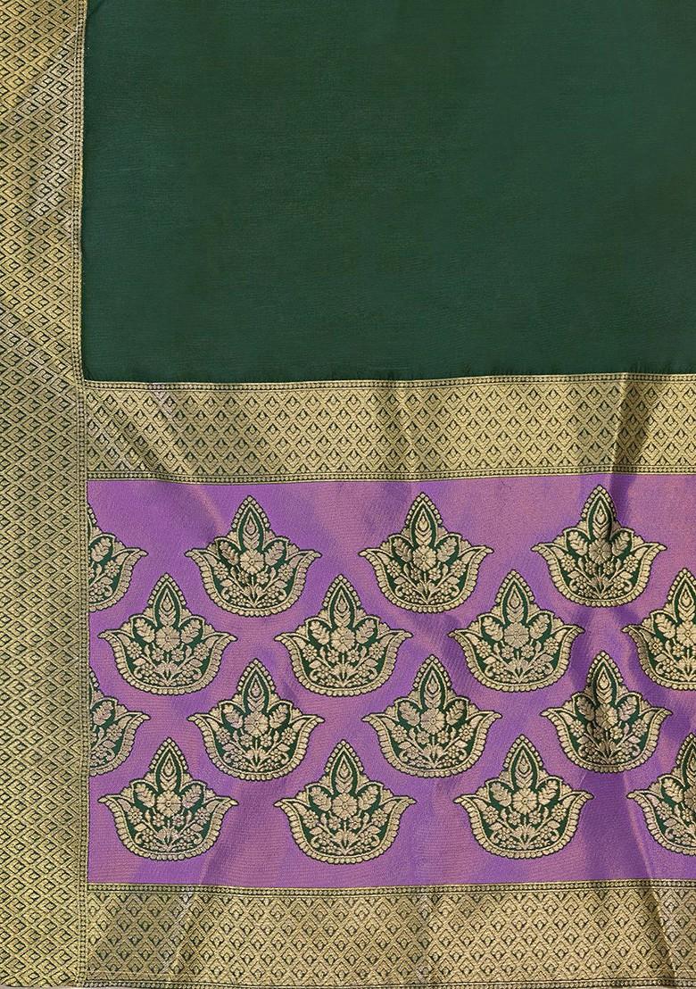 Purple Woven Design Blended Lehenga Choli - Indya