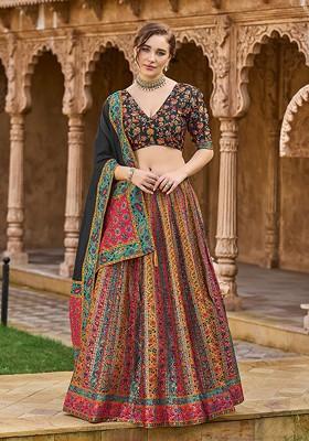Black Woven Design Blended Lehenga Choli