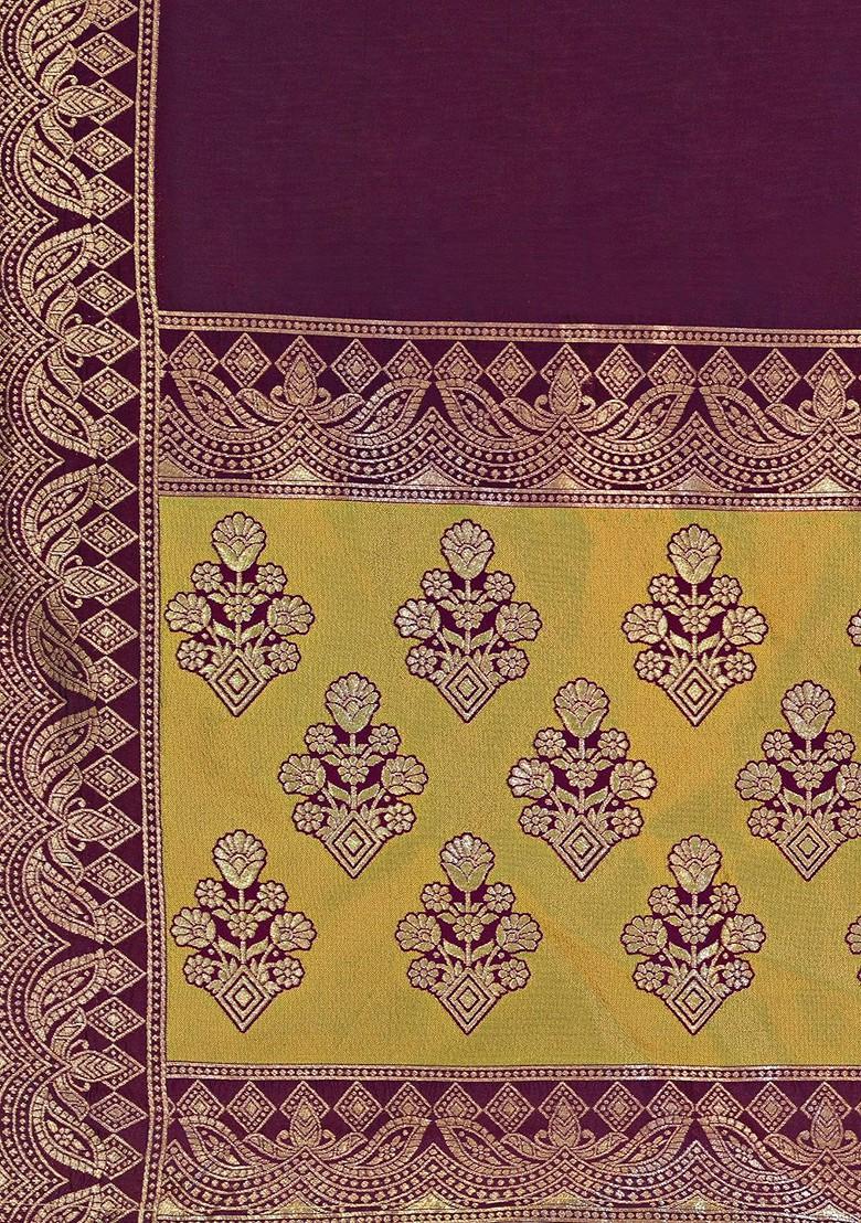 Olive Woven Design Blended Lehenga Choli - Indya