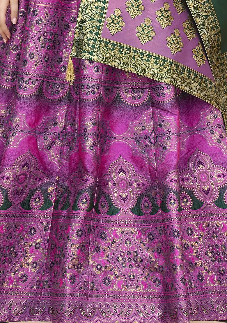 Purple Woven Design Blended Lehenga Choli - Indya
