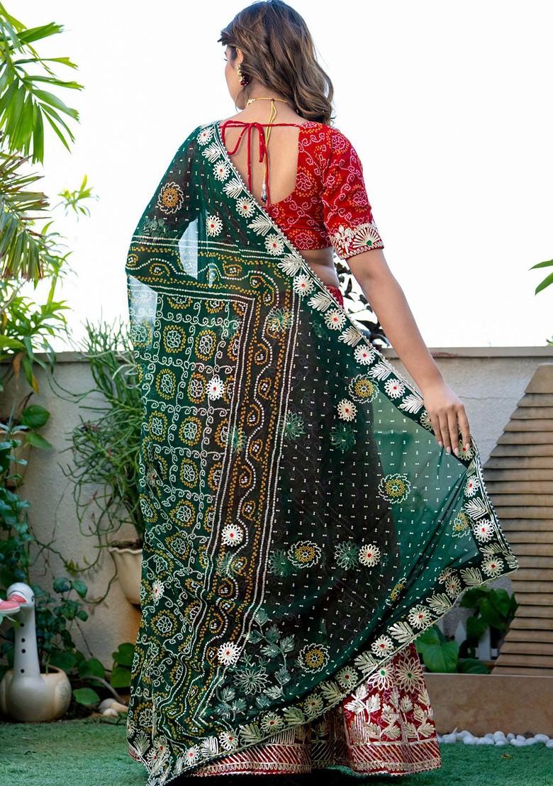 Red Printed Blended Lehenga Choli