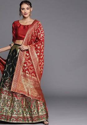 Black Emboridered Blended Lehenga Choli
