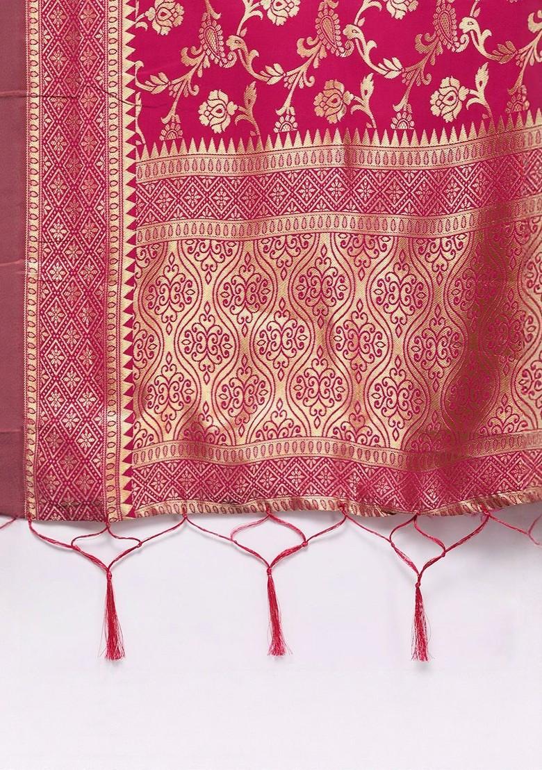 Blue Woven Design Blended Lehenga Choli - Indya