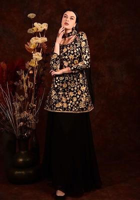 Black Zari Work Blended Lehenga Choli