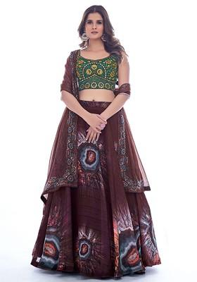 Maroon Emboridered Blended Lehenga Choli