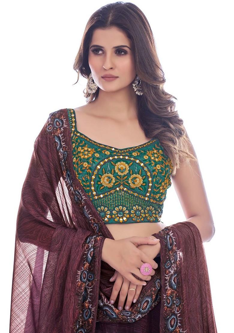 Maroon Emboridered Blended Lehenga Choli - Indya