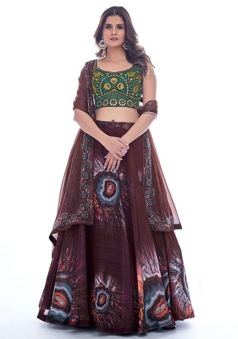 Maroon Emboridered Blended Lehenga Choli