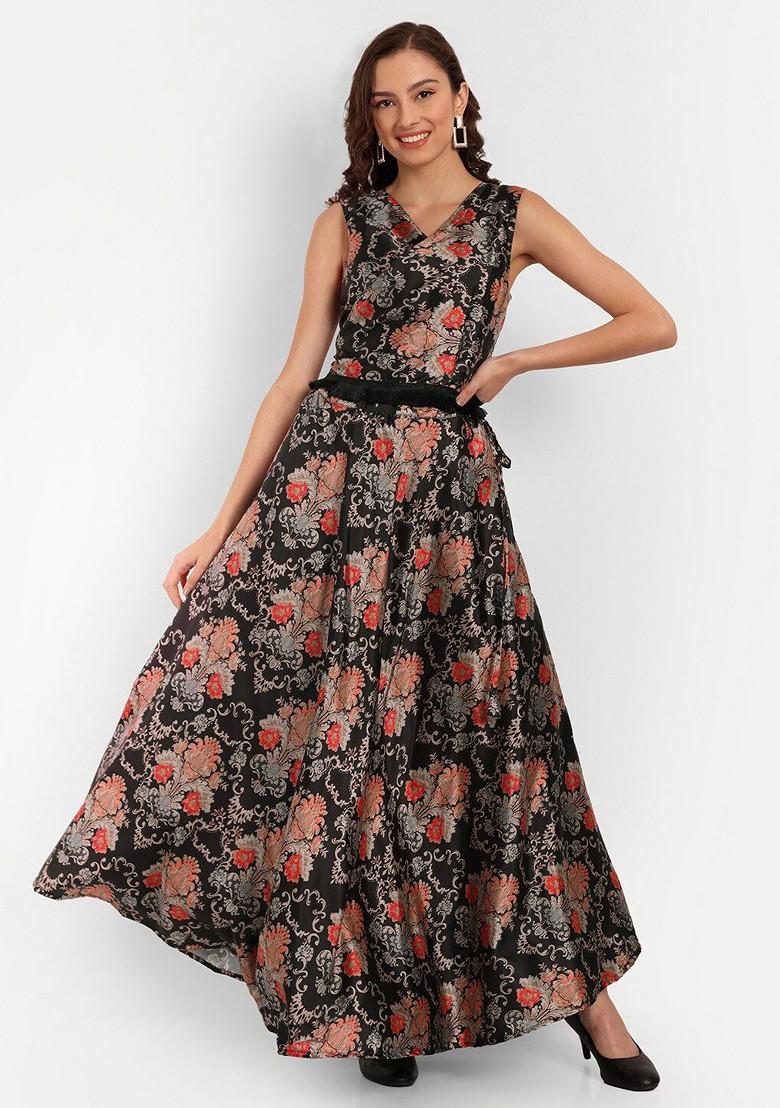 Black Printed Blended Lehenga Choli