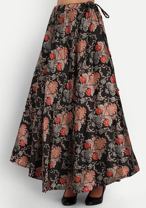 Black Printed Blended Lehenga Choli