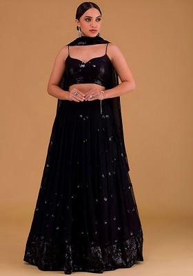 Black Embellished Blended Lehenga Choli