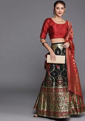 Black Emboridered Blended Lehenga Choli