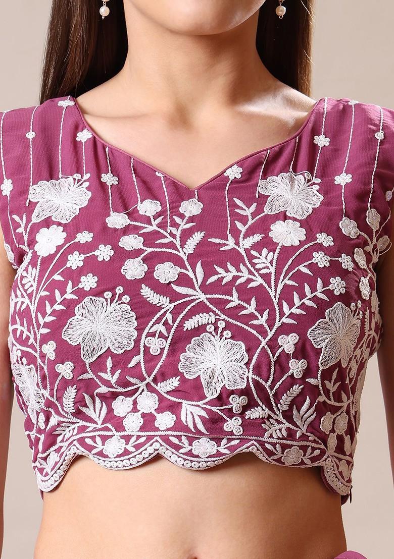 Lavender Emboridered Blended Lehenga Choli - Indya