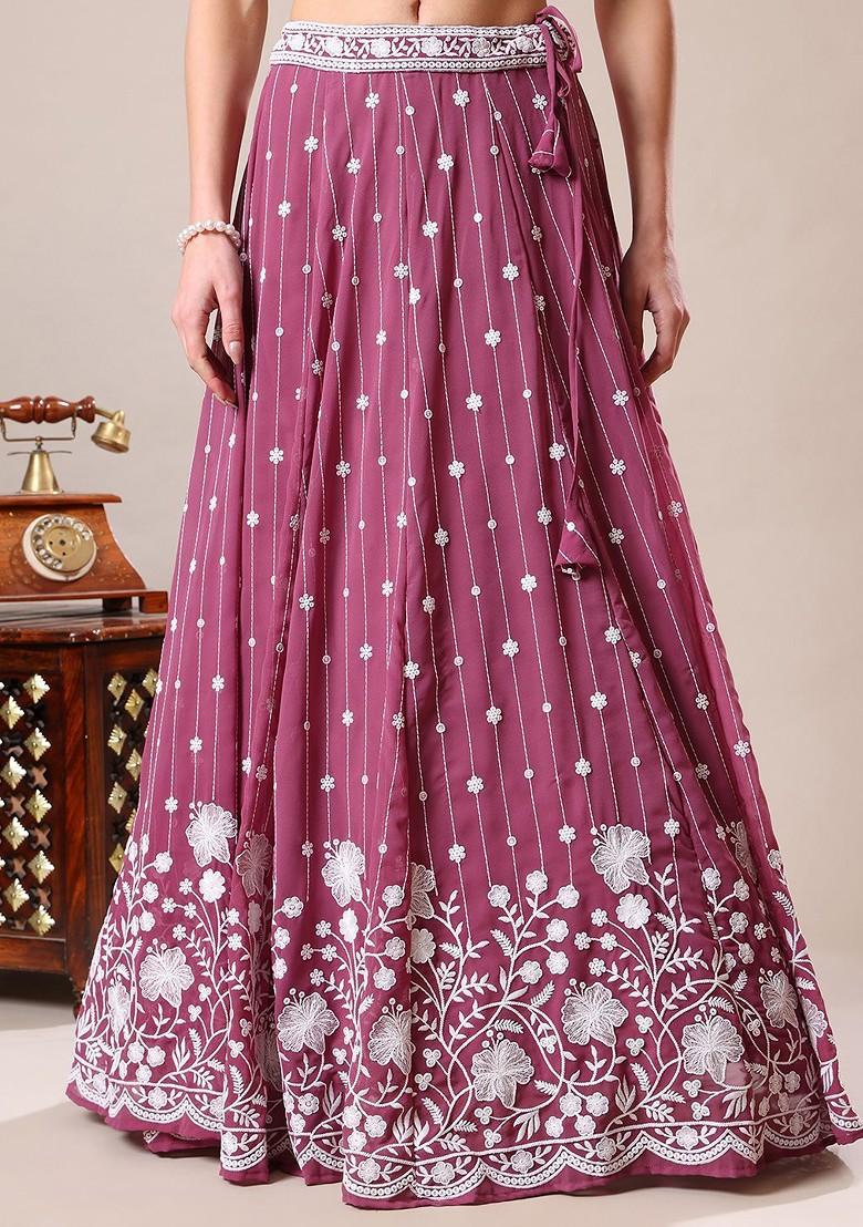 Lavender Emboridered Blended Lehenga Choli