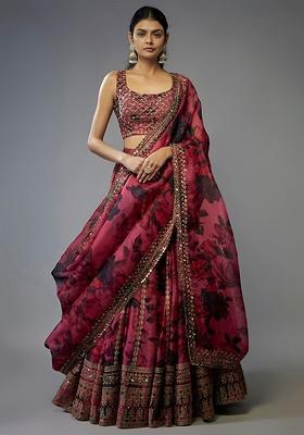 Pink Emboridered Blended Lehenga Choli
