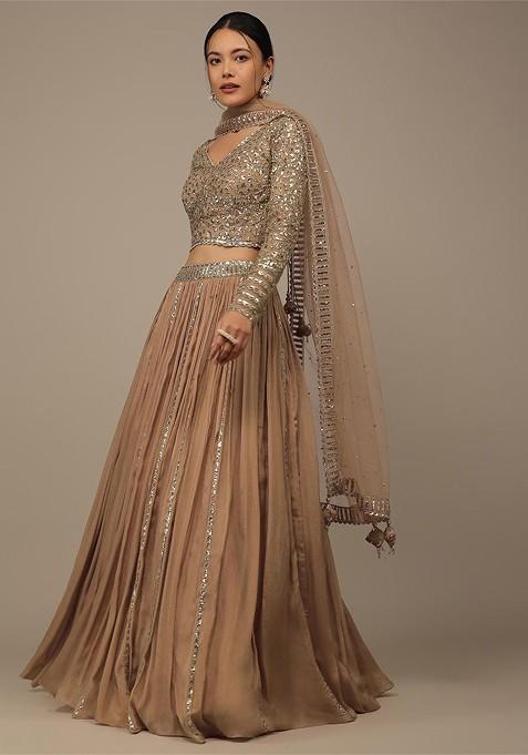 Beige Emboridered Blended Lehenga Choli — view on Indya
