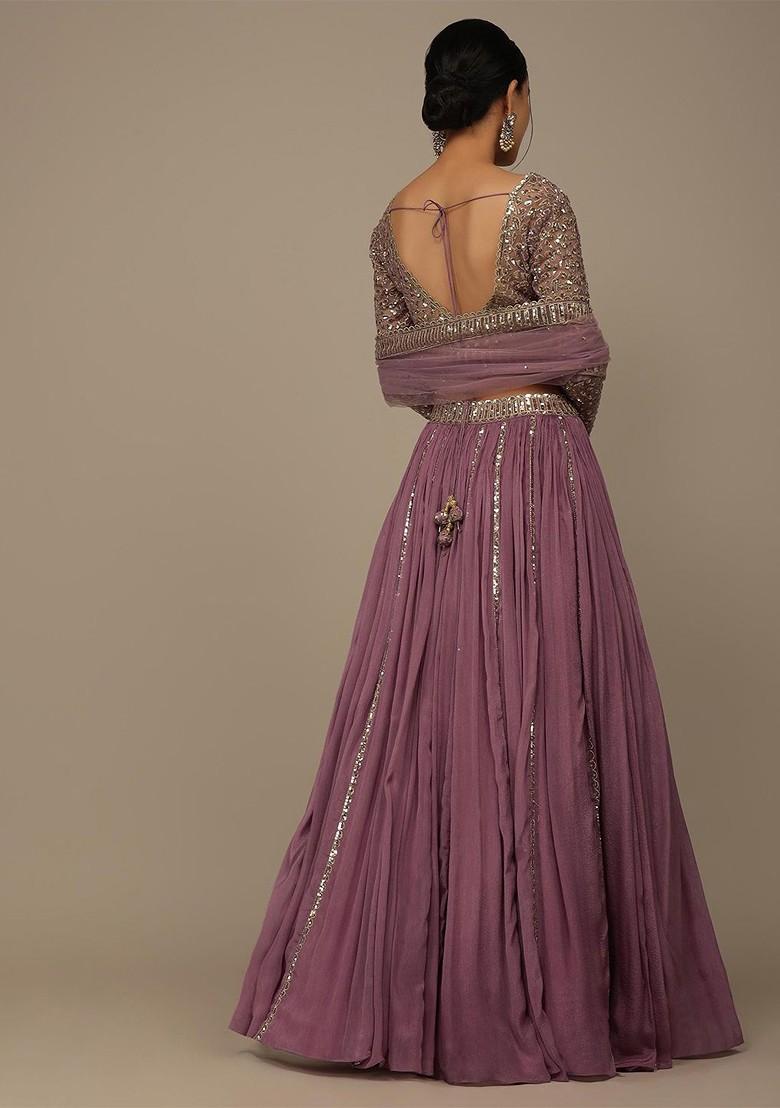 Pink Emboridered Blended Lehenga Choli - Indya