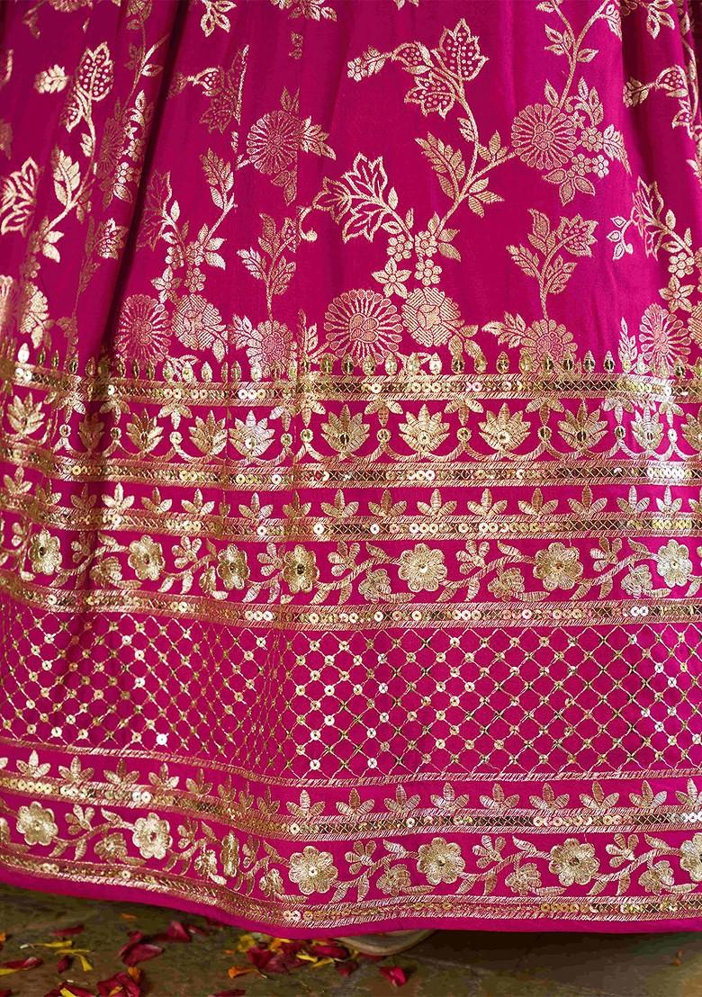 Pink Emboridered Blended Lehenga Choli - Indya