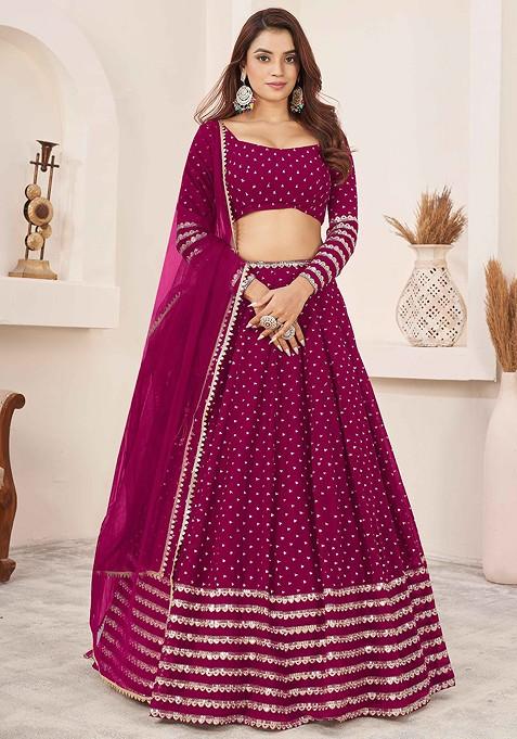 Pink Emboridered Blended Lehenga Choli — view on Indya