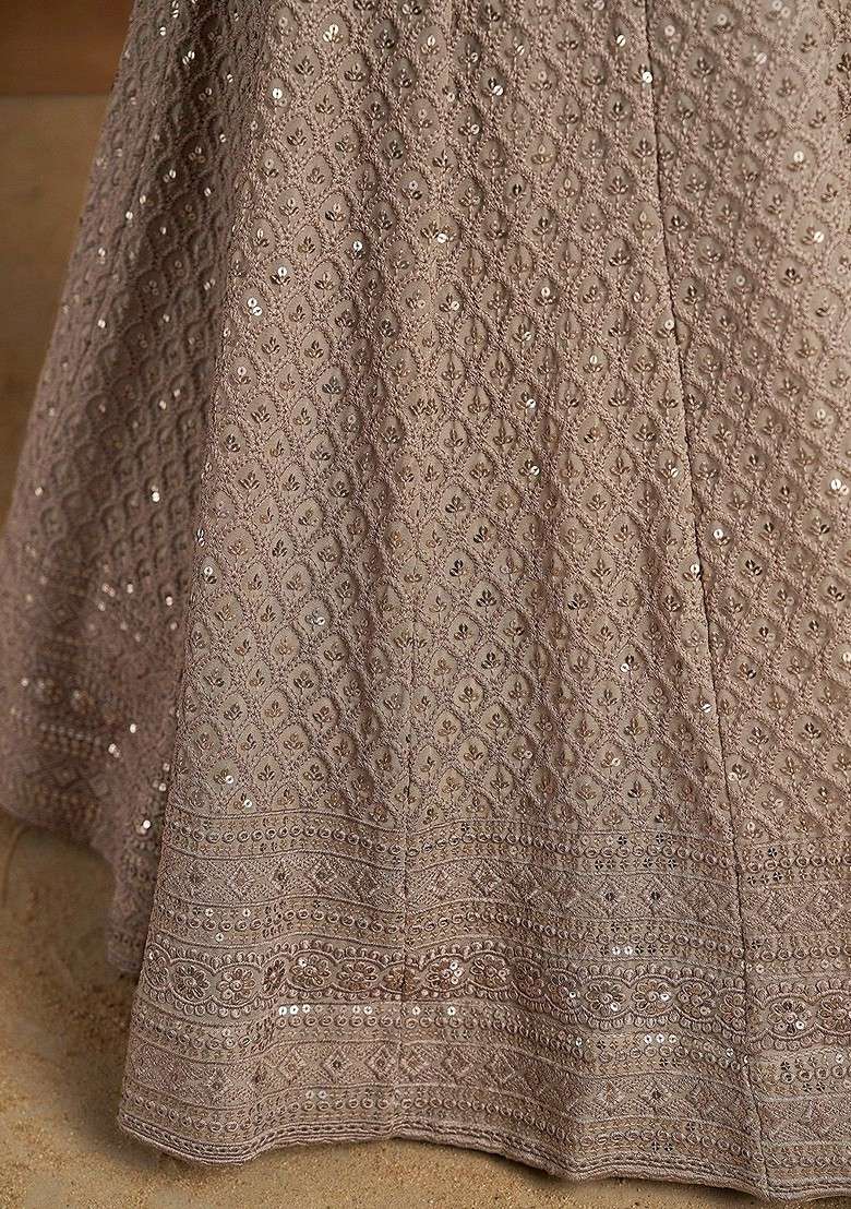 Grey Emboridered Blended Lehenga Choli - Indya