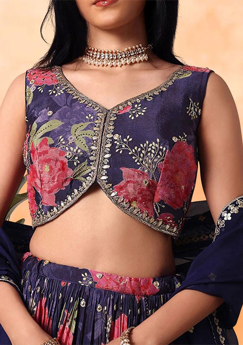 Purple Emboridered Blended Lehenga Choli - Indya