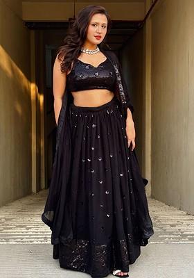 Black Emboridered Blended Lehenga Choli