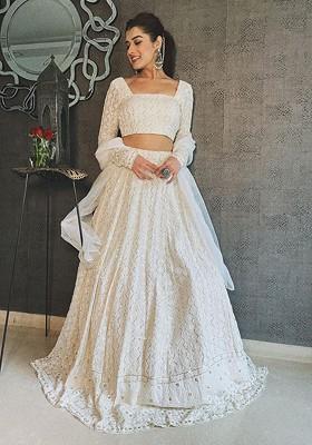 White Emboridered Blended Lehenga Choli