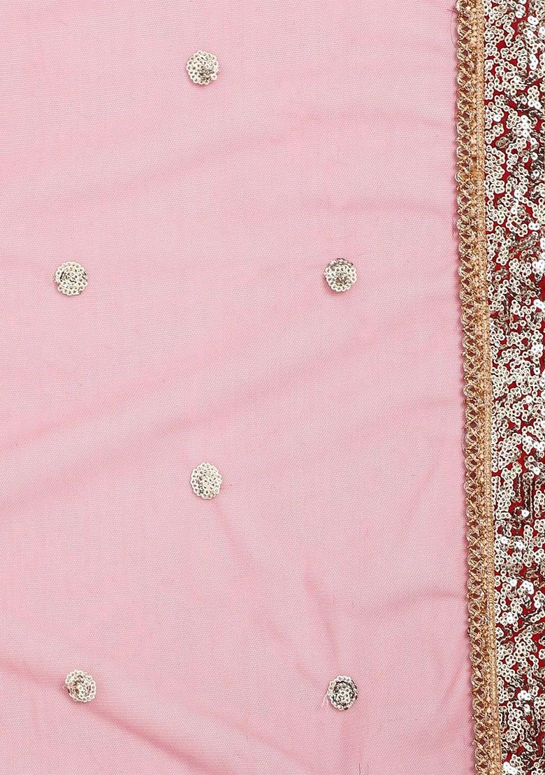 Red Emboridered Blended Lehenga Choli - Indya