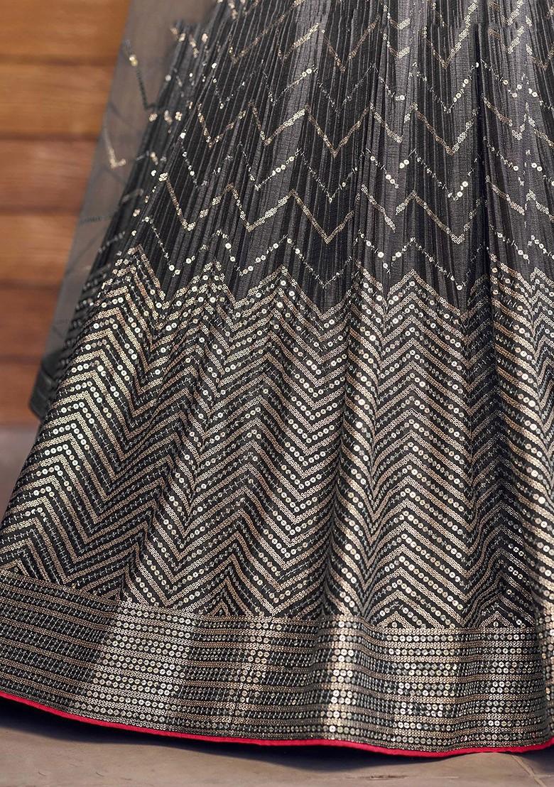 Black Embellished Blended Lehenga Choli - Indya