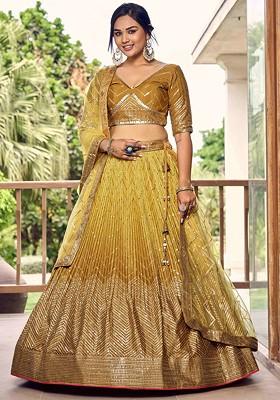 Mustard Embellished Blended Lehenga Choli