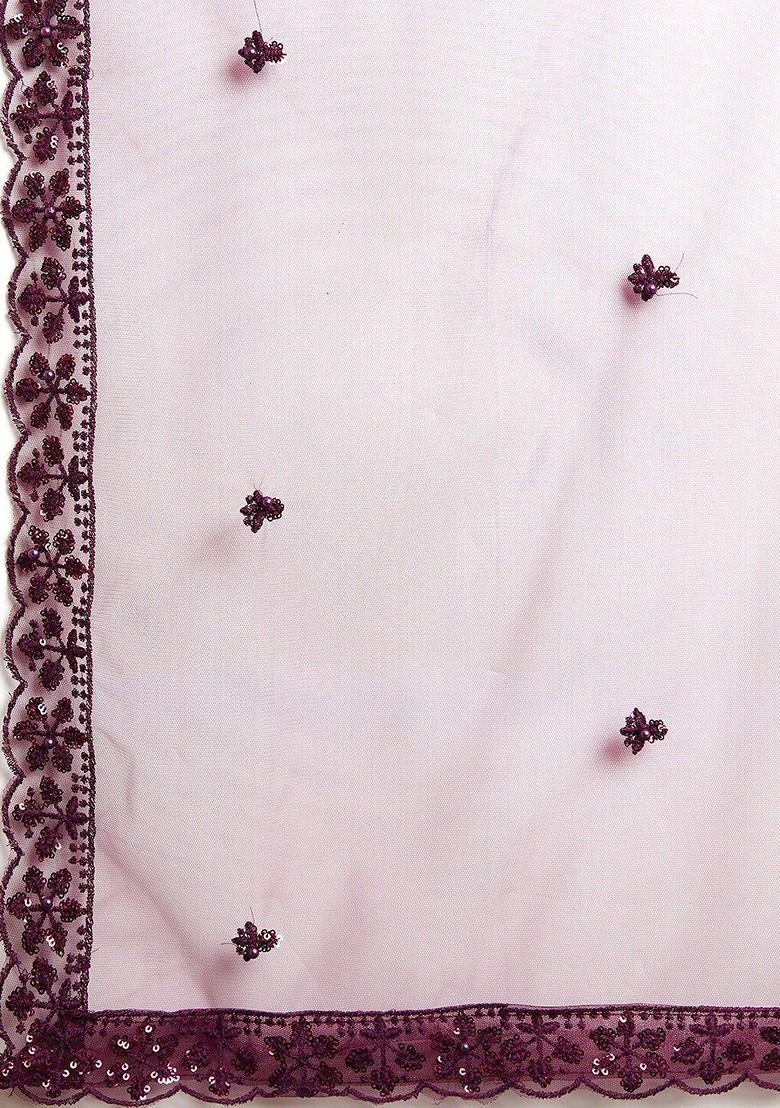 Purple Emboridered Blended Lehenga Choli - Indya