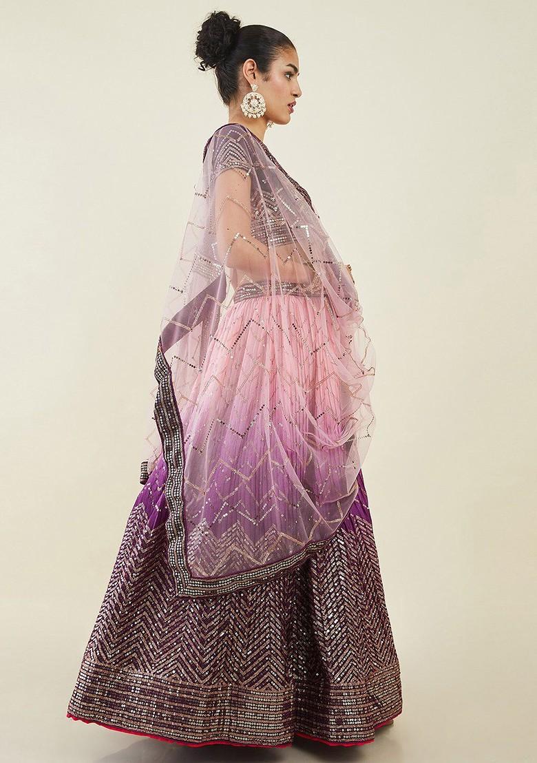 Purple Emboridered Blended Lehenga Choli - Indya