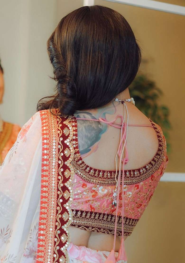 Cream Emboridered Blended Lehenga Choli - Indya