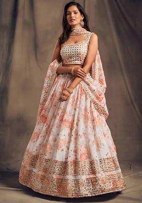 White Emboridered Blended Lehenga Choli