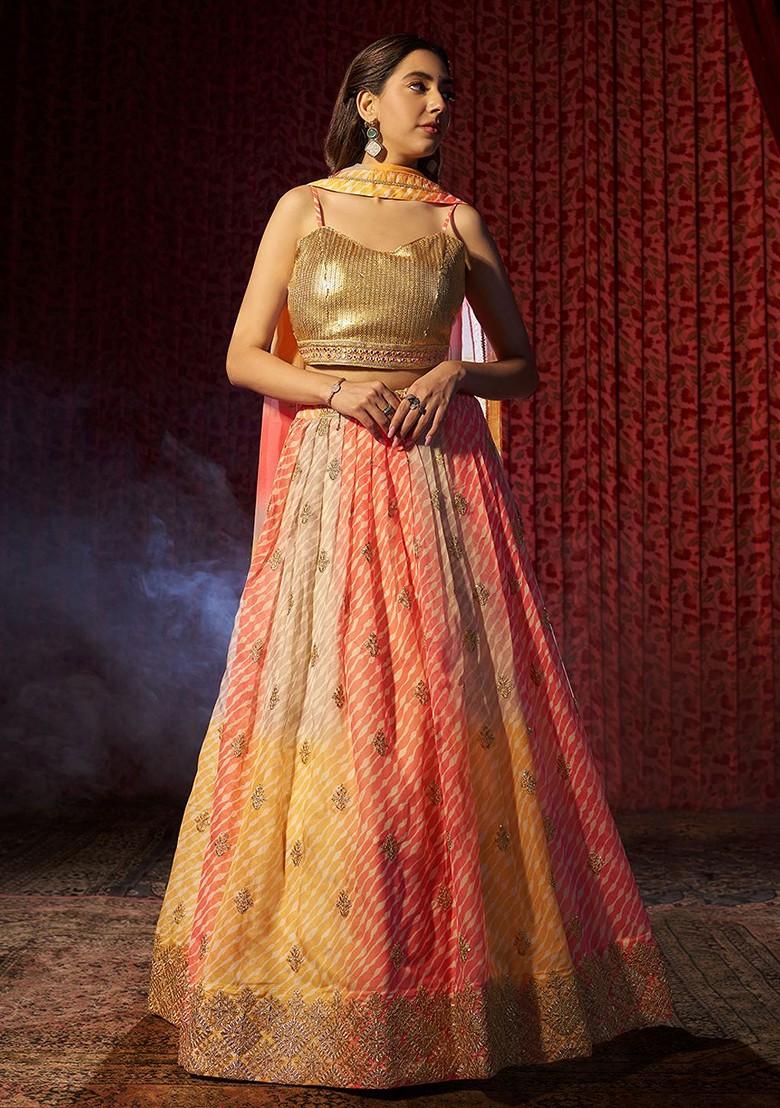 Gold Emboridered Blended Lehenga Choli - Indya