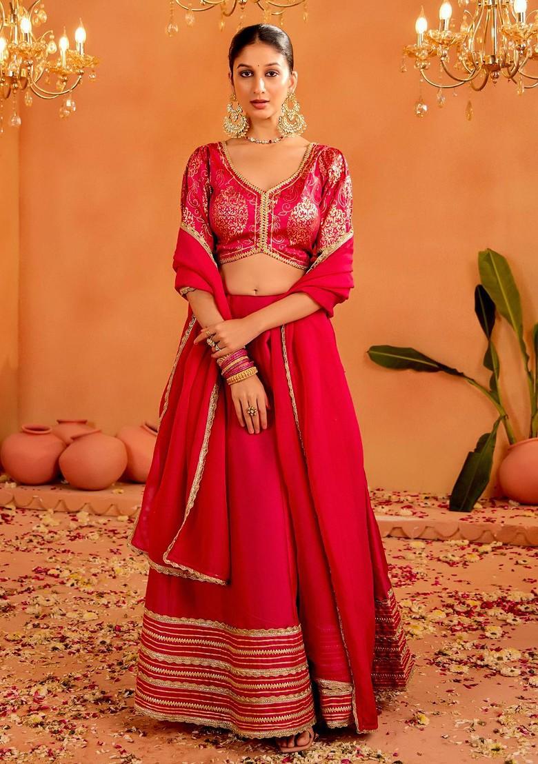 Pink Emboridered Blended Lehenga Choli