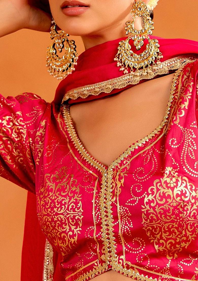 Pink Emboridered Blended Lehenga Choli