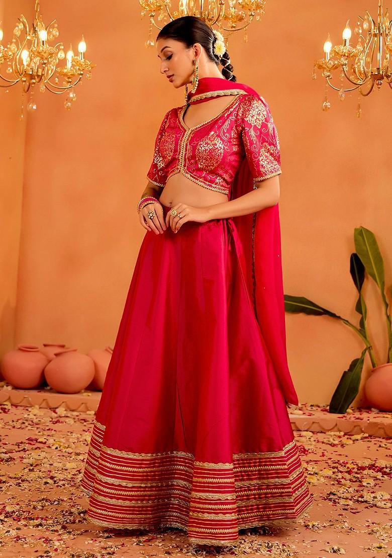 Pink Emboridered Blended Lehenga Choli