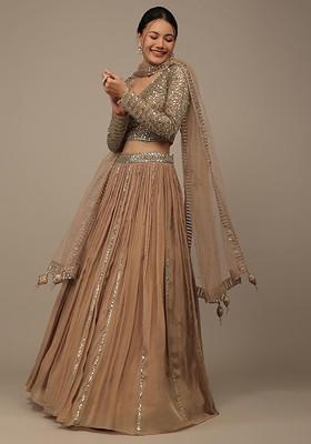 Beige Emboridered Blended Lehenga Choli